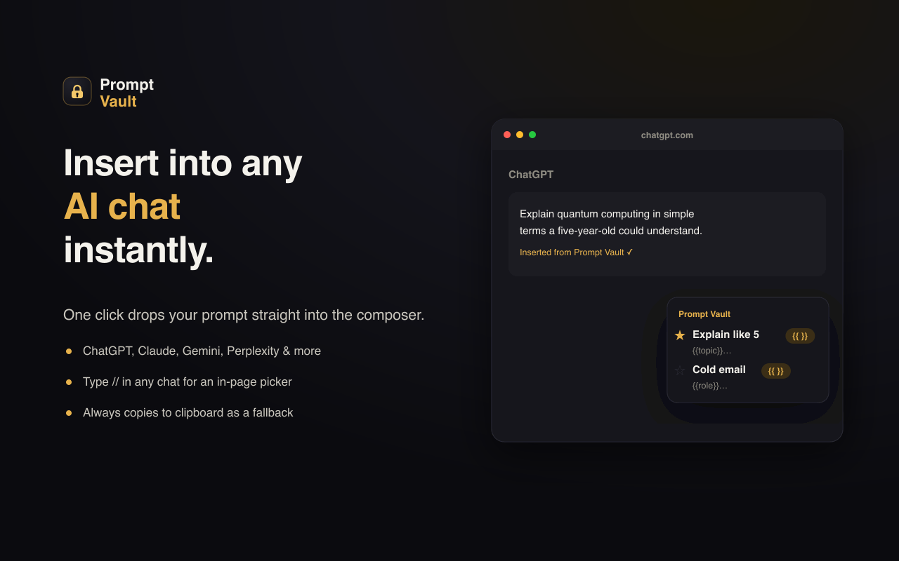 One-click insert into any AI chat